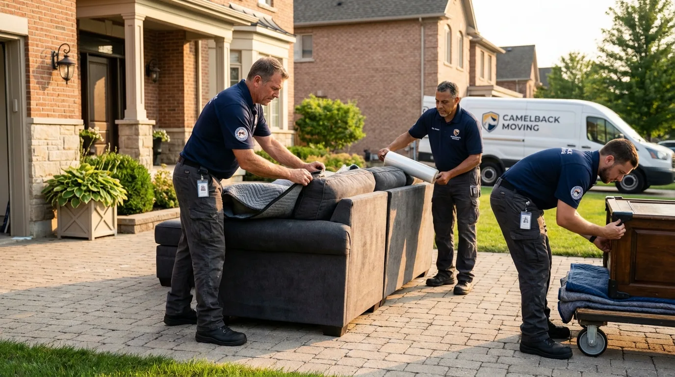 Large estate moving crew wrapping furniture in New Albany, OH