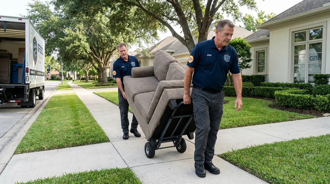 Local residential moving crew loading furniture in New Albany, OH